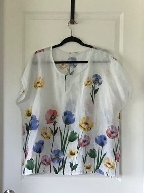 White linen blouse OS